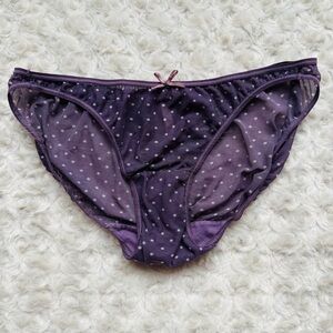Aerie Sheer Purple Polka Dots Undies Panties Underwear Size Small